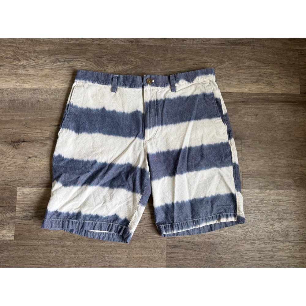 Banana Republic Deck Shorts 34‎ Blue White Nautical Stripe Coastal Summer 2015